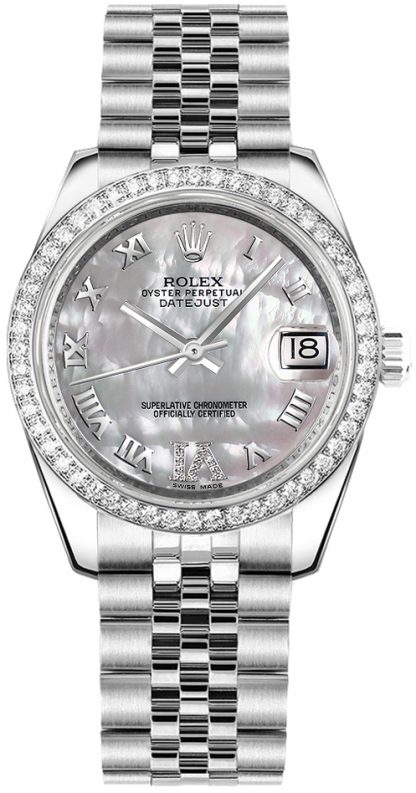 repliche Orologio Rolex Datejust 31 Bracciale Jubilee Orologio da donna con diamanti in oro bianco 178384