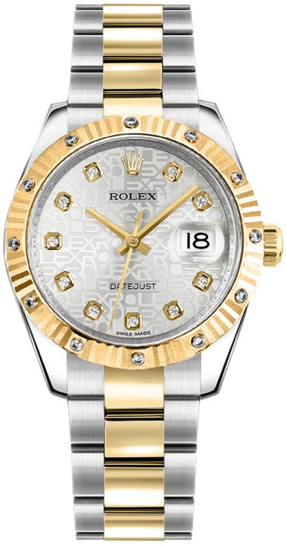 repliche Orologio Rolex Datejust 31 Oyster con cinturino in argento Jubilee Diamond Watch 178313