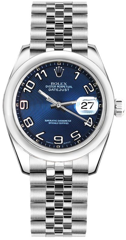 repliche Orologio Rolex Datejust 31 in acciaio inossidabile quadrante blu 178240