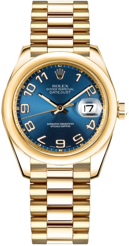 repliche Orologio Rolex Datejust 31 in oro massiccio quadrante blu 178248
