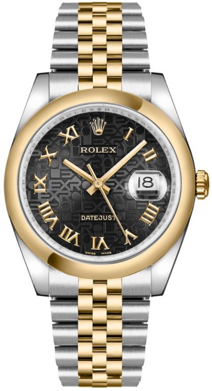 repliche Orologio Rolex Datejust 36 Black Jubilee Roman Numeral Watch 116203
