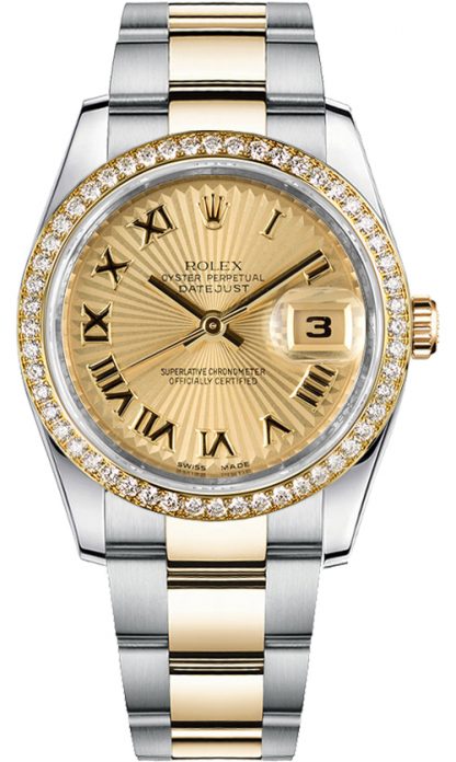 repliche Orologio Rolex Datejust 36 con castone di diamanti in oro massiccio 116243