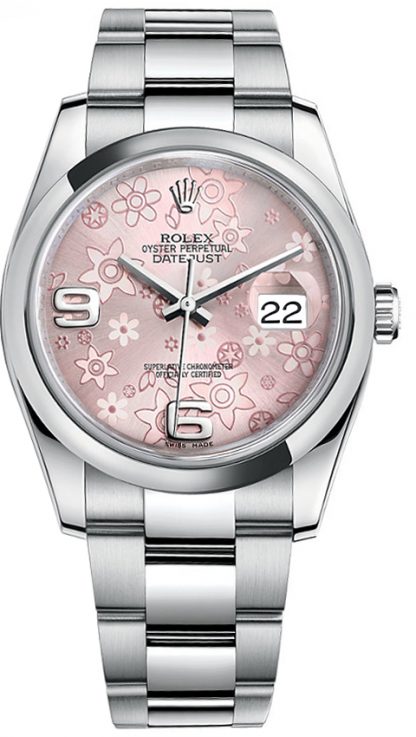 repliche Orologio Rolex Datejust 36 in acciaio floreale rosa 116200