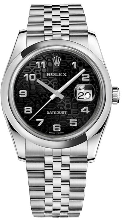 repliche Orologio Rolex Datejust 36 quadrante nero acciaio 116200