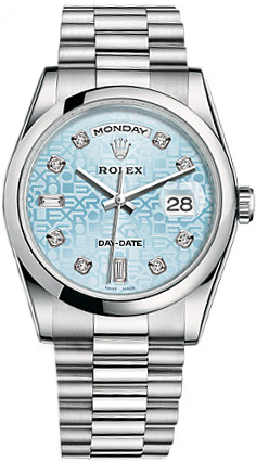 repliche Orologio Rolex Day-Date 36 Ice Blue Diamond Platinum 118206