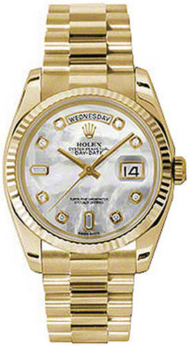 repliche Orologio Rolex Day-Date 36 Madreperla Diamante Orologio in oro giallo 118238