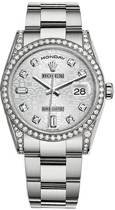 repliche Orologio Rolex Day-Date 36 Silver Jubilee Diamond Gold Watch 118389