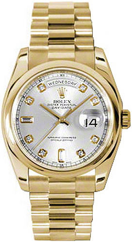 repliche Orologio Rolex Day-Date 36 con diamanti in argento e oro 118208