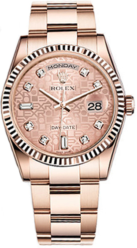 repliche Orologio Rolex Day-Date 36 in oro rosa con diamanti 118235