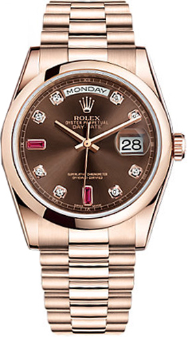 repliche Orologio Rolex Day-Date 36 in oro rosa massiccio 18 carati 118205