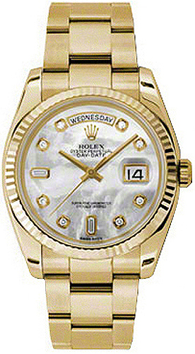 repliche Orologio Rolex Day-Date 36 lunetta scanalata in oro con orologio 118238