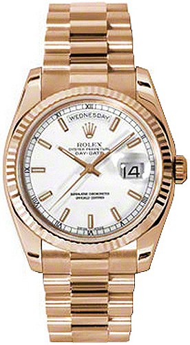 repliche Orologio Rolex Day-Date 36 quadrante bianco oro rosa 18 carati 118235