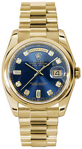 repliche Orologio Rolex Day-Date 36 quadrante in oro massiccio quadrante blu diamante 118208
