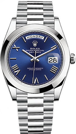 repliche Orologio Rolex Day-Date 40 da uomo in quadrante blu platino 228206