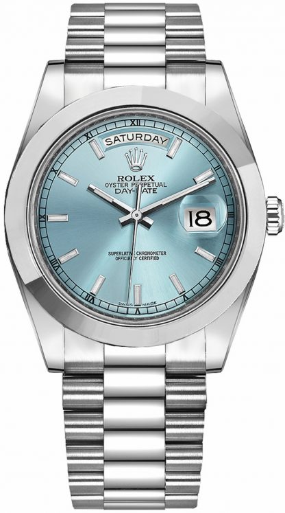 repliche Orologio Rolex Day-Date 41 con quadrante blu ghiaccio