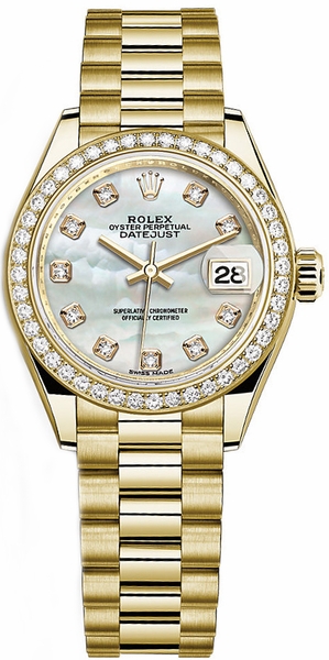 repliche Orologio Rolex Lady-Datejust 28 Madreperla Diamante Orologio in oro giallo 279138RBR