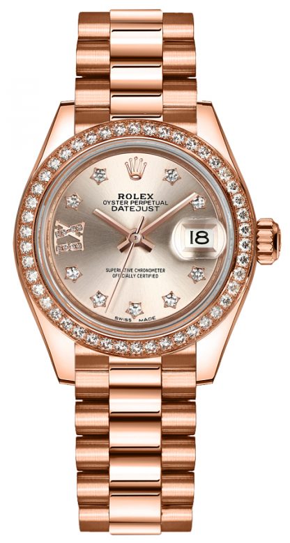 repliche Orologio Rolex Lady-Datejust 28 in oro rosa con diamanti 279135RBR