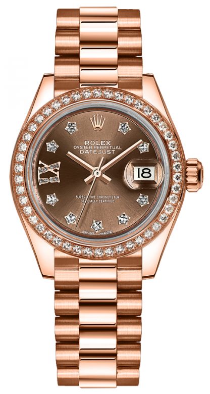 repliche Orologio Rolex Lady-Datejust 28 in oro rosa massiccio con diamante 279135RBR