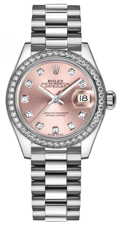 repliche Orologio Rolex Lady-Datejust 28 in platino con diamante rosa 279136RBR