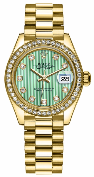 repliche Orologio Rolex Lady-Datejust 28 quadrante verde oro 279138RBR