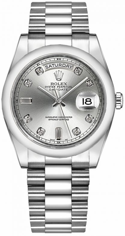repliche Orologio automatico svizzero Rolex Day-Date 36 con diamanti in argento 118209