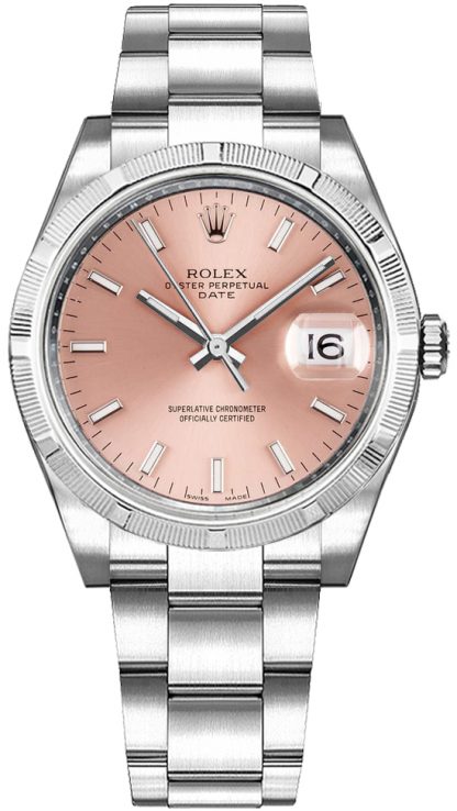 repliche Orologio automatico svizzero Rolex Oyster Perpetual Date 34 quadrante rosa 115210