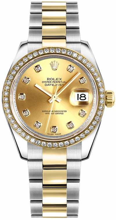 repliche Orologio da donna Rolex Datejust 31 con castone di diamanti 178383