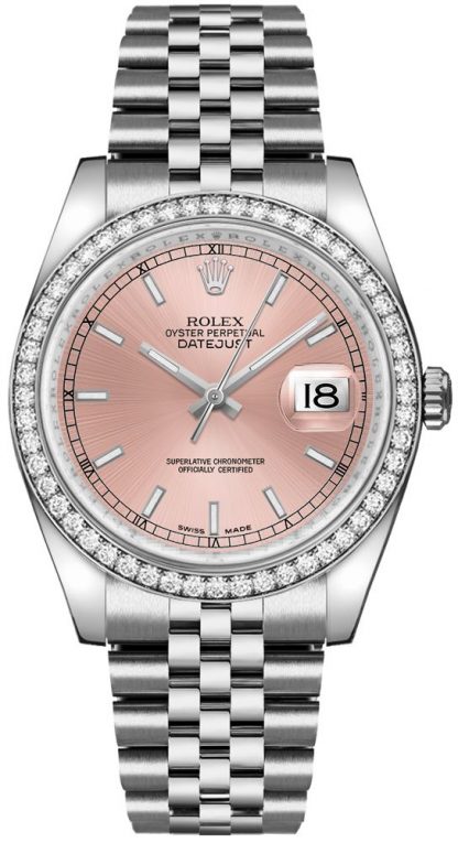 repliche Orologio da donna Rolex Datejust 36 con quadrante rosa e diamanti con quadrante 116244
