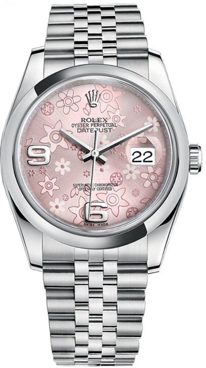 repliche Orologio da donna Rolex Datejust 36 quadrante floreale rosa 116200