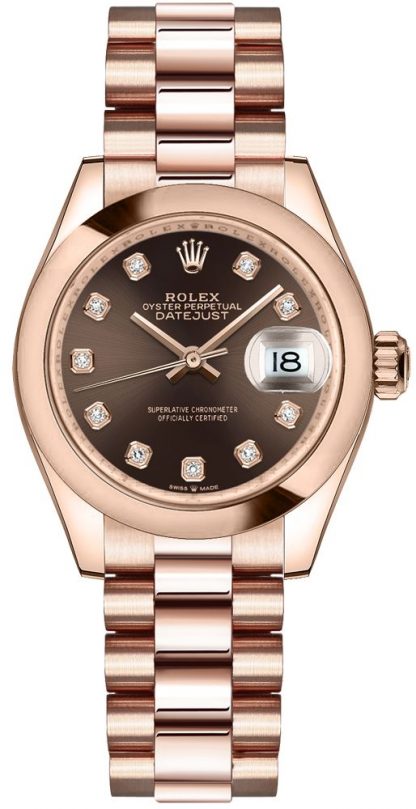repliche Orologio da donna Rolex Datejust con quadrante in cioccolato e diamanti 278245