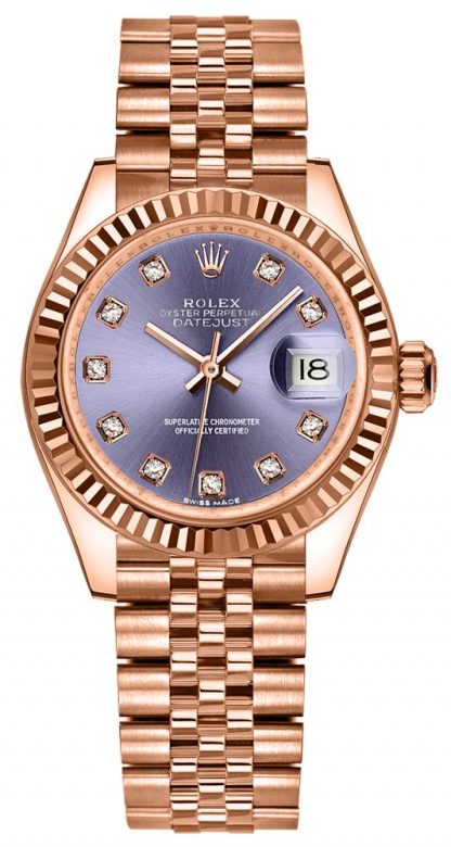 repliche Orologio da donna Rolex Lady-Datejust 28 Jubilee Bracelet in oro rosa 279175
