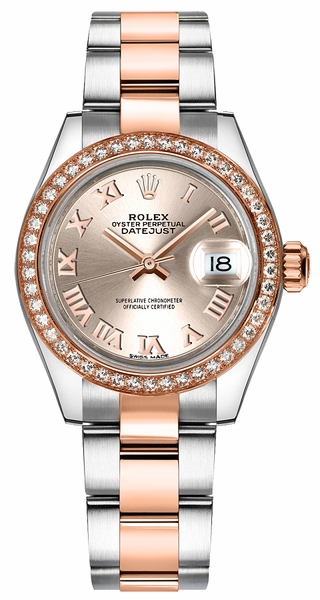 repliche Orologio da donna Rolex Lady-Datejust 28 Oyster con cinturino in diamante 279381RBR