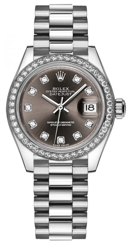 repliche Orologio da donna Rolex Lady-Datejust 28 Platinum Diamond 279136RBR
