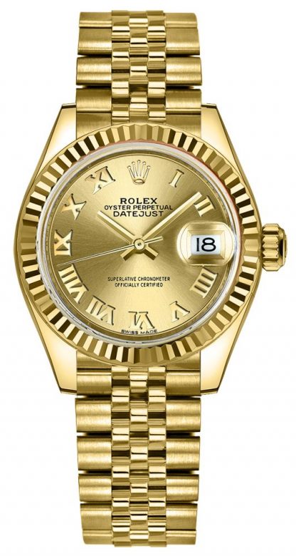 repliche Orologio da donna Rolex Lady-Datejust 28 in oro giallo massiccio 18k 279178