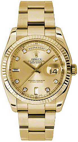 repliche Orologio da polso Rolex Day-Date 36 champagne con diamanti oyster 118238