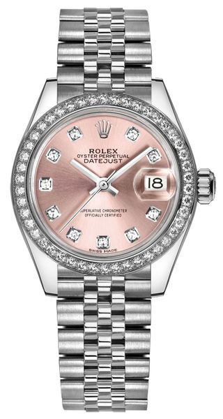 repliche Orologio da polso Rolex Lady-Datejust 28 Diamond rosa giubileo 279384RBR