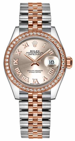 repliche Orologio da polso Rolex Lady-Datejust 28 Jubilee in oro rosa e acciaio 279381RBR