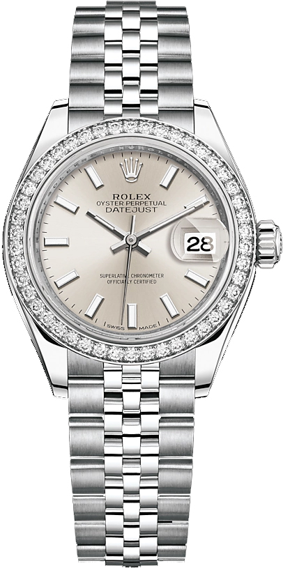 repliche Orologio da polso Rolex Lady-Datejust 28 quadrante argento Jubilee 279384RBR
