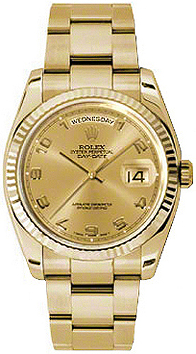 repliche Orologio da polso Rolex Oyster Day-Date 36 con cornice scanalata 118238