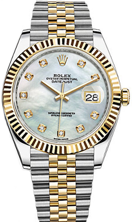 repliche Orologio da uomo Rolex Datejust 41 con quadrante in madreperla e diamanti 126333