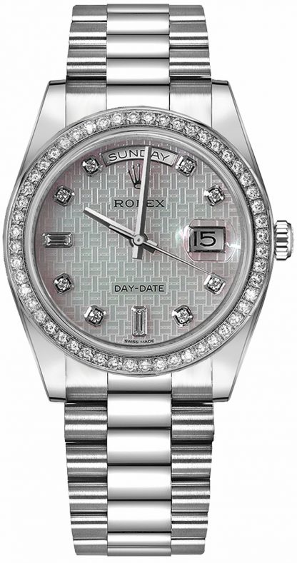 repliche Orologio da uomo Rolex Day-Date 36 Platinum Diamond 118346