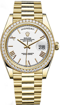 repliche Orologio da uomo Rolex Day-Date 40 quadrante bianco oro 228348RBR