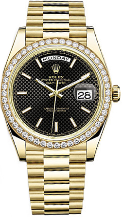 repliche Orologio da uomo Rolex Day-Date 40 quadrante nero da uomo in oro 228348RBR