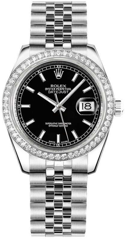 repliche Rolex Datejust 31 quadrante nero braccialetto Giubileo Diamond Watch 178384