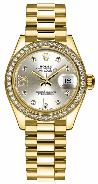 repliche Rolex Lady-Datejust 28 President Bracelet Orologio d'oro 279138RBR