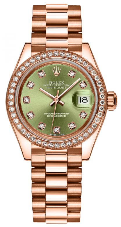 repliche Rolex Lady-Datejust 28 quadrante in oro verde con quadrante in oro 279135RBR