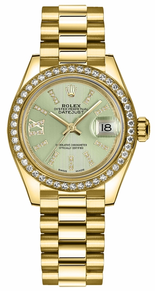 repliche Rolex Lady-Datejust 28 quadrante in oro verde con quadrante in oro 279138RBR